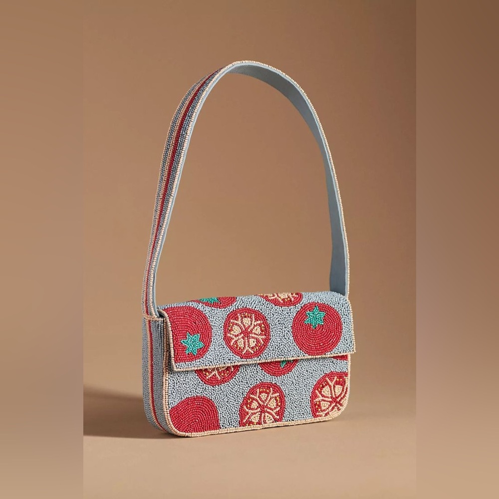 Anthropologie The Fiona Beaded Bag Food & Drink Edition Tomato - NWT - Picture 1 of 7